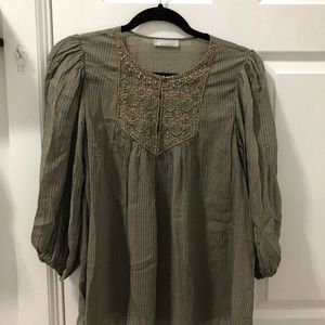 Badley Mischka dark green blouse